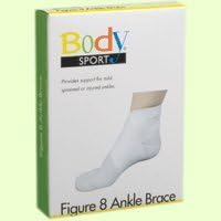 Body Sport Figure 8 Elastic Ankle Brace, 3" Wide, X-Large (10" - 12" Ankle Circumference), White, Latex Free