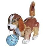 6BL0055 — Clayre & Eef Serie Nostalgie —- Blechspielzeug Hund mit Ball —- 13 x 6 x 13 cm