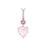 14k Pink Gold 5 1 8ct TGW Rose Quartz and Pink Sapphire w  Diamond Pendant, 17