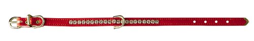 Pet Supply Imports Red Beverly 3/8-Inch Vinyl Collar with 1 Row of Small Rhinestone, 10-Inch