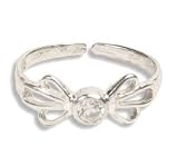 Toe Ring - Sterling Silver Diamond-like Stone Flower Sparkle Toe Ring