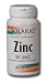Zinc 50 mg, dietary supplement, full range Amino Acid Chelate. The zinc in this highly advanced product is reacted with amino acids derived from whole rice concentrate rather than ordinary soy, yeast, or milk protein which are commonly used to chelate minerals. The special rice concentrate used by Solaray is approximately seven times higher in amino acid content than ordinary rice and has a better essential amino acid profile than soy.