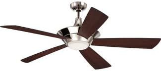 Ellington Fans ALR54PLN5 Alaira - 54" Ceiling Fan with Light Kit, Polished Nickel Finish with Dark Walnut/Flat Black Blade Finish with Frosted Glass