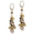 .925 Silver, 14k Gold, Golden Freshwater Pearl & Crystal Earrings