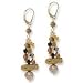 .925 Silver, 14k Gold, Golden Freshwater Pearl & Crystal Earrings