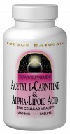 Source Naturals Acetyl L-Carnitine and Alpha Lipoic Acid, 650mg, 120 Tablets