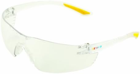 Encon Nascar 442 Wraparound High Performance Safety Eyewear with Yellow Tip, Clear Lens, Clear Frame
