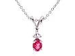 14k White Gold Natural Pink Sapphire & Diamond Necklace Pendant Ct.tw 0.55