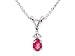 14k White Gold Natural Pink Sapphire & Diamond Necklace Pendant Ct.tw 0.55