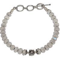 Cool Presents Silver Rainbow Gemstone Link Bracelet 9 inches (brclt190)