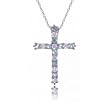 Aquamarine and Diamond Cross Pendant in 14 Karat White Gold