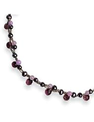 Sterling Silver Amethyst/Lavender Agate/Gray Cultured Pearl Necklace - QH2082-16"