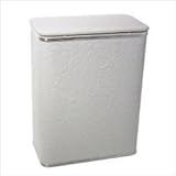 Traditional Times Quilted Vinyl Hamper - White/ Silver Trim