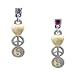 Heart - Peace - Yin Yang - Im. Rhodium & Hot Pink Swarovski Post Charm Earrings