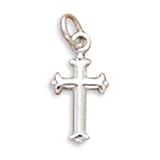 Small Child's Silver Fancy Cross Charm Pendant Necklace - Chain Included, adjustable length