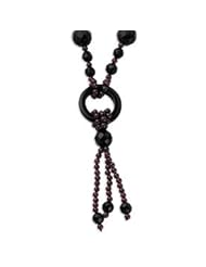 Genuine IceCarats Designer Jewelry Gift Sterling Silver Faceted 8-14Mm Black Agate & Rh Garnet Bead Necklace In 20.00 Inch