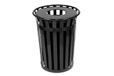 Outdoor Metal Waste Receptacle - 36 Gallon Black