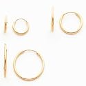 14k Polished 3-Pair Set - Endless Hoop Earrings