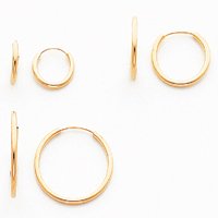 14k Polished 3-Pair Set - Endless Hoop Earrings