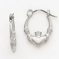 14k White Gold Claddagh Hoop Earrings SE1850