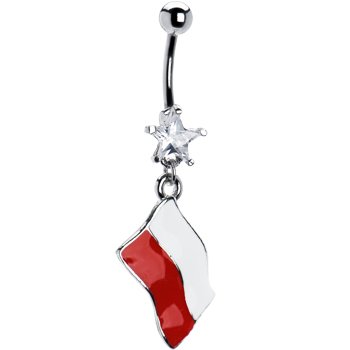Poland Flag Dangle Belly Ring