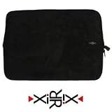 Zoom Produkt-Bild: XiRRiX High Quality Netbook Notebook Tasche, Schutzh&uuml;lle in Wildleder Optik - Universal - bis 11,6" (29,4cm) - innen orange, aussen schwarz