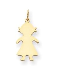 14k Plain Small .018 Gauge Engravable Girl Charm