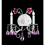 NULCO - 6492-50 - WHITE/ROSE CRYSTAL TEA ROSE SCONCE 2LT