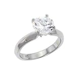 Sterling Silver Engagement Ring With Round Cubic Zirconia In Classic Solitaire Setting
