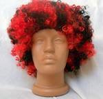 Red & Black afro wig: UGA, Texas Tech, Louisville, San Diego State, Northern Illinois