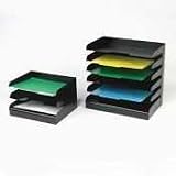 Buddy Products 407-4 7-Tier desk tray/sorter, steel, letter size, black
