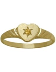 14 Karat Yellow Gold Genuine Citrine Heart Solitaire Baby Ring