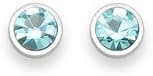 Heather Needham, Sterling Silver Turquoise Cubic Zirconia Round Stud Earrings With Silver Surround. Size: 3.5mm