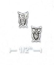 Sterling Silver Owl Post Earrings