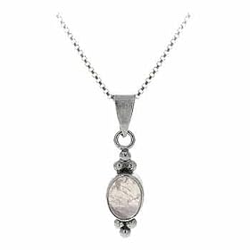 Sterling Silver Bali Bead Genuine Rose Quartz Stone Oval Pendant by SilverSpeck.com