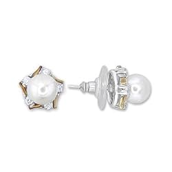 Reverse Two-Tone SS 925 with White Synthetic Pearl Earrings Weight: 6.00gm