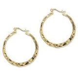 14k Vermeil Hammered Hoop Earrings-Medium