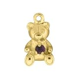 14K Yellow Gold Amethyst Birthstone Bear Charm