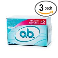 o.b. Regular Absorbency Tampons, 40-Count Boxes (Pack of 3)