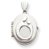 14k White Gold Oval Family Mother & Child Locket