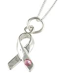21U35OtXB5L. SL160  Pink Crystal Breast Cancer Ribbon Necklace