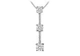 Three Stone Diamond Pendant : 14K White Gold - 0.75 CT Diamonds