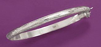 Sterling Silver Engraved Hinged Bangle, 5mm wide, 7-5/8 inch