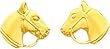 14K Yellow Gold Childrens Horse Head Stud Earrings
