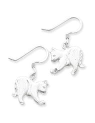 Sterling Silver Satin Cat Earrings QE3319"