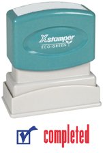 Xstamper "COMPLETED" Title Stamp, 1 .625 x 0.5 Inches, Blue (1026)
