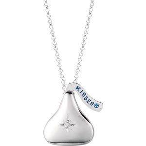 Genuine IceCarats Designer Jewelry Gift Sterling Silver 18 In Hersheys Kiss Lock W/Dia. 22.75X21.00 Mm Hershey's Kiss Locket With Diamond Necklace 18 In Hersheys Kiss Lock W/Dia In Sterling Silver
