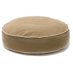 Dog Gone Smart Bed Canvas Round Bed with Ecru Piping - Khaki - Large - 36