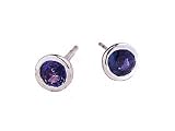 18k White Gold Natural Sapphire Mini Bezel Stud Earrings Ct.tw 0.75