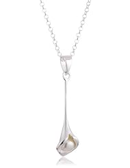 VINANI brand Germany 925 Sterling Silver Women Pendant Tulip matte/shiny with Pearl & Cable Link Chain Necklace ATP-T